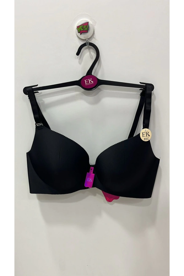 F.K Lazer Kesim Dolgusuz C Cup Siyah Sütyen - 505