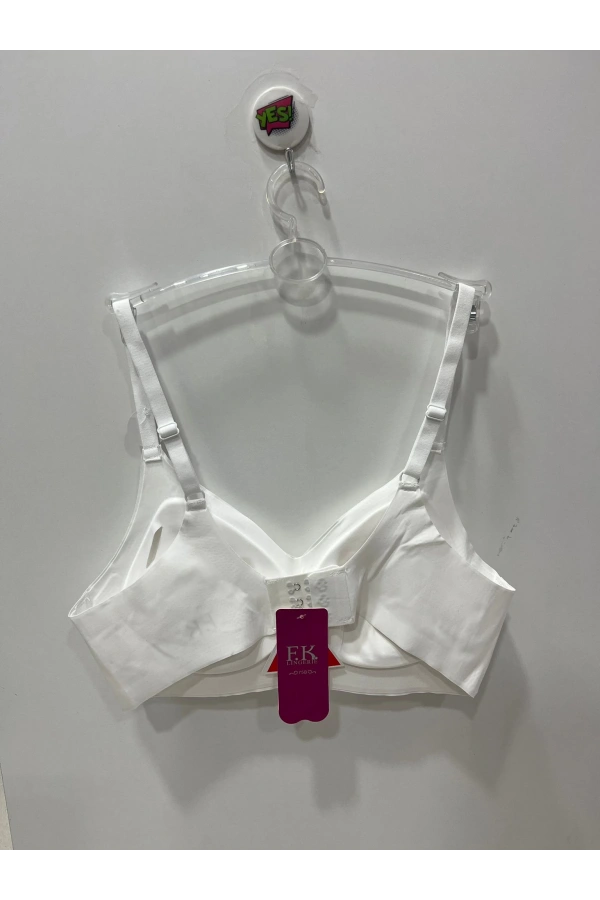 FK Lazer Kesim Balensiz Süngeri Çıkabilen Agraflı Beyaz Sütyen-1241