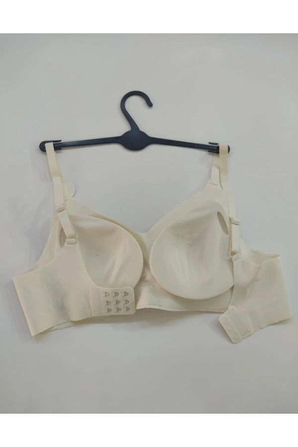 FK Lazer Kesim Balensiz Süngeri Çıkabilen Agraflı Ekru Sütyen - 1241