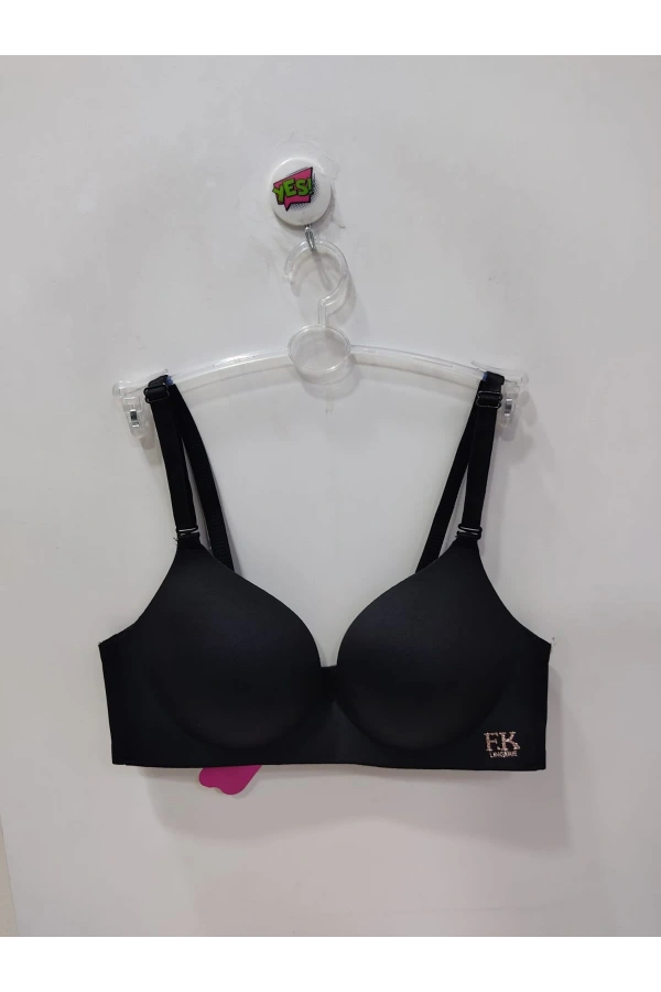 FK Lazer Kesim Desteksiz ve Balensiz Sütyen-Siyah