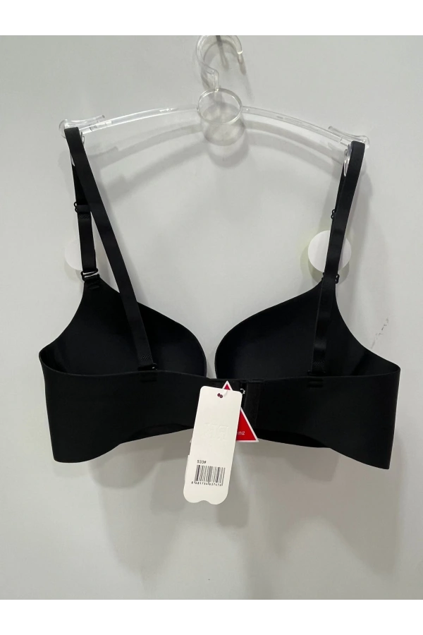 F.K Lazer Kesim Double Push Up Siyah Sütyen-533