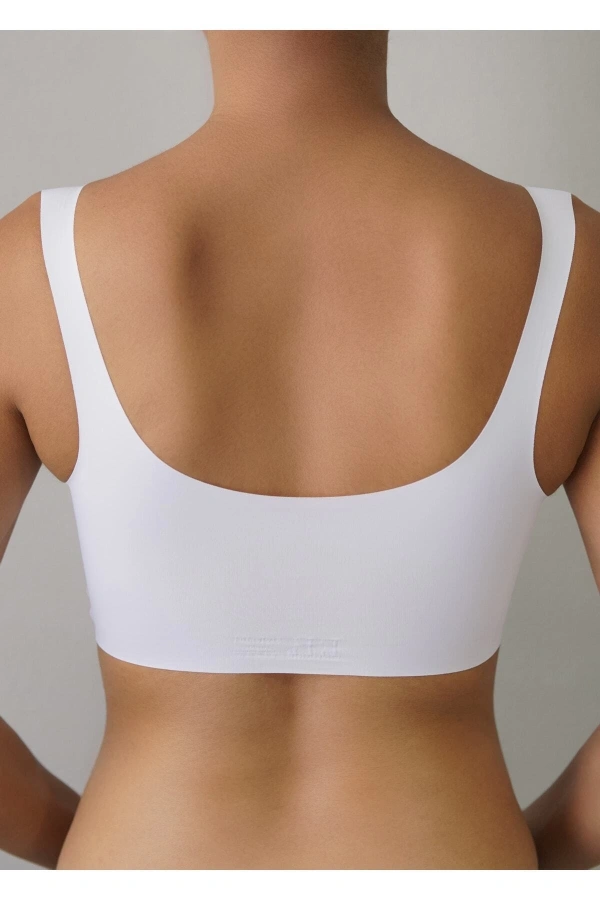 FK Lazer Kesim Pedli Seamless Bralet Sütyen-BEYAZ