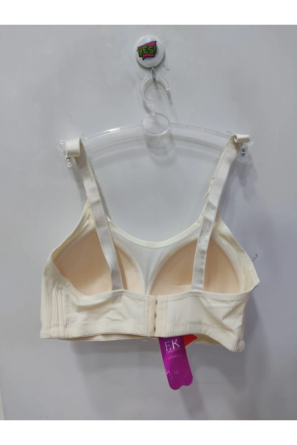 FK Önü Dantelli Fitilli Desteksiz ve Balensiz Sütyen-Ekru