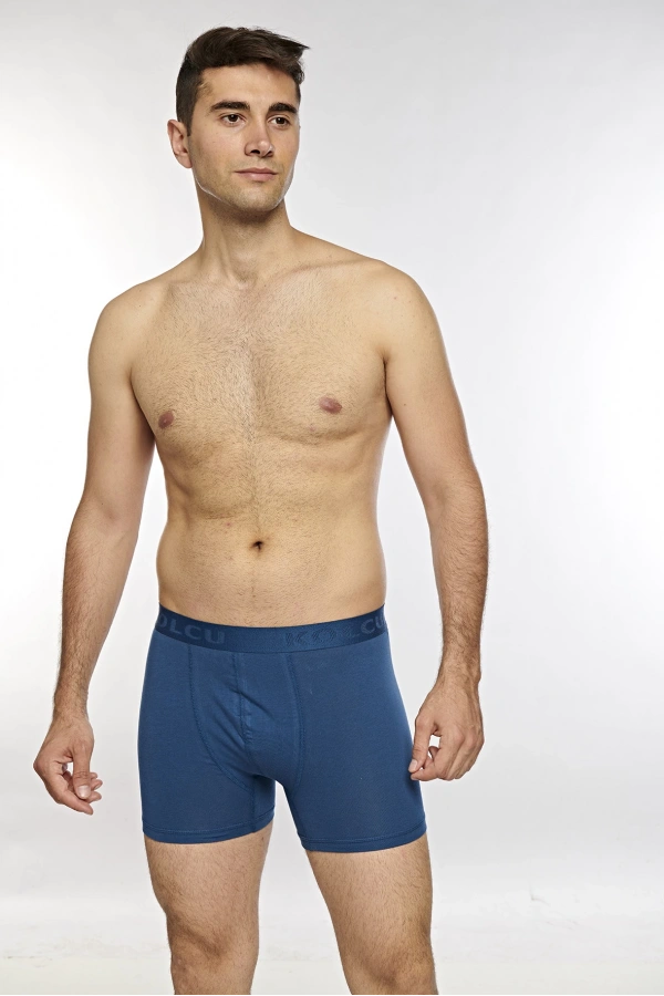 KOLCU Erkek Likralı Boxer K1340-İndigo