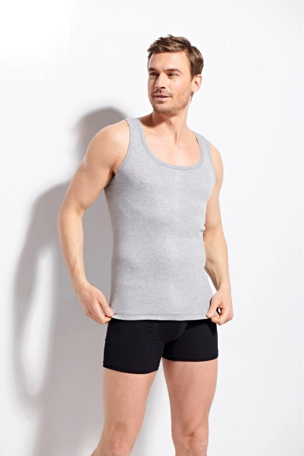 Kolcu Erkek Penye %100 Pamuklu Premium Kalite Atlet K1100 - GRİ