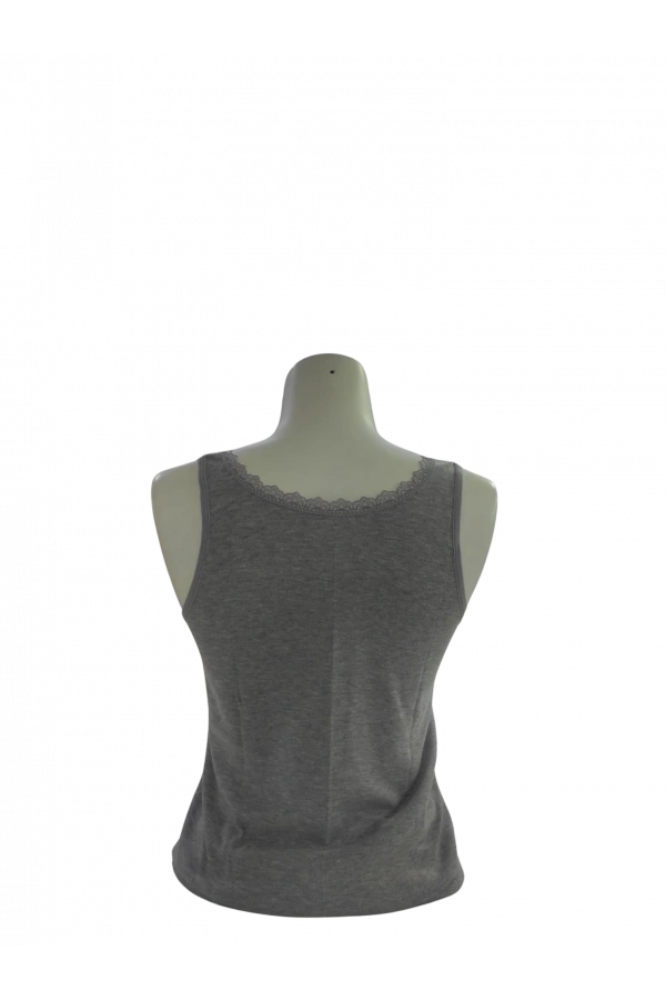 KOLCU KADIN GENİŞ ASKILI YAKA DANTELDETAY ATLET-GRİ