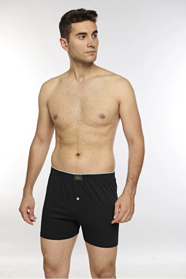 KOLCU Önü Düğmeli Erkek Havlu Bel Boxer K13230 - Siyah