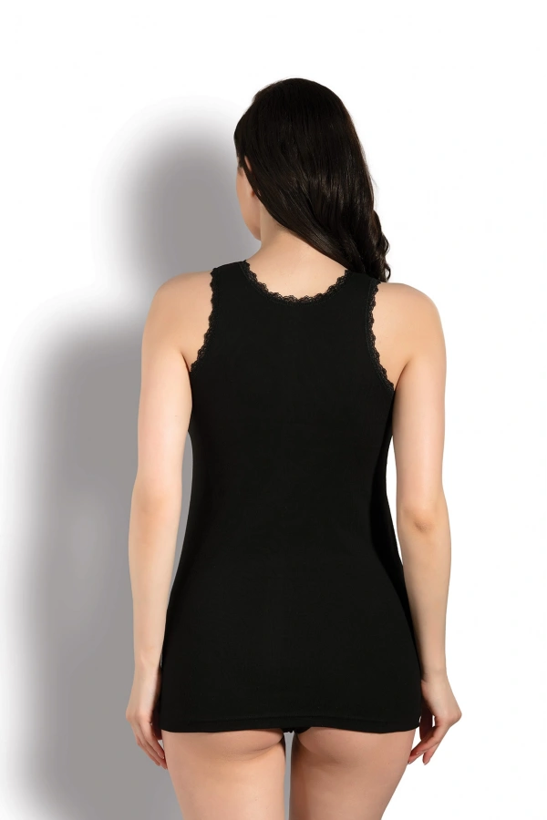 KOLCU RİBANA OMUZ DANTELLİ ATLET-KB2430-SİYAH