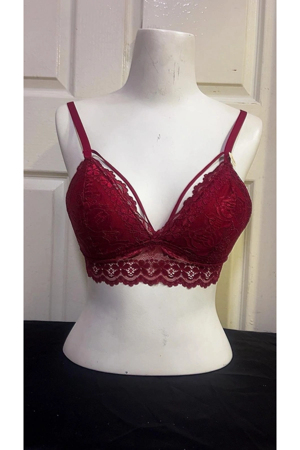 Koza Kadın Desteksiz İpli Soft Bralet Sütyen-BORDO