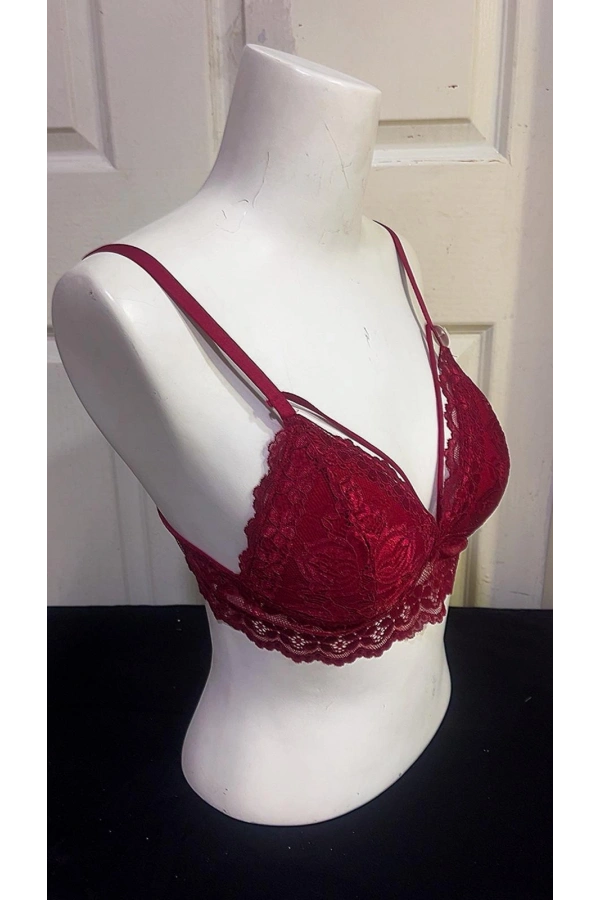 Koza Kadın Desteksiz İpli Soft Bralet Sütyen-BORDO