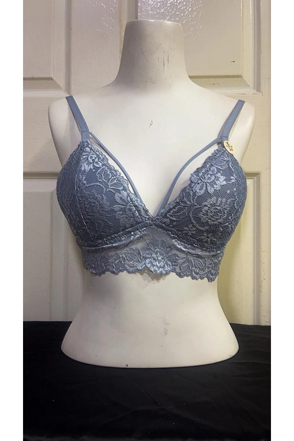 Koza Kadın Desteksiz İpli Soft Bralet Sütyen-Gri