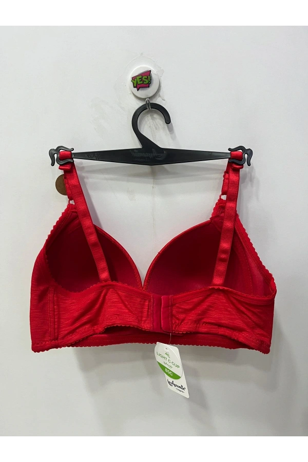 Nergiz Kadın Balensiz Pamuklu Toparlayıcı Şerit Detaylı Kırmızı Sütyen