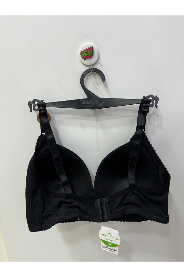 Nergiz Kadın Balensiz Pamuklu Toparlayıcı Şerit Detaylı Siyah Sütyen