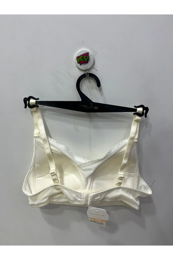 Nergiz Kadın Balensiz Yarım Destekli Tül Detaylı Toparlayıcı Ekru Sütyen