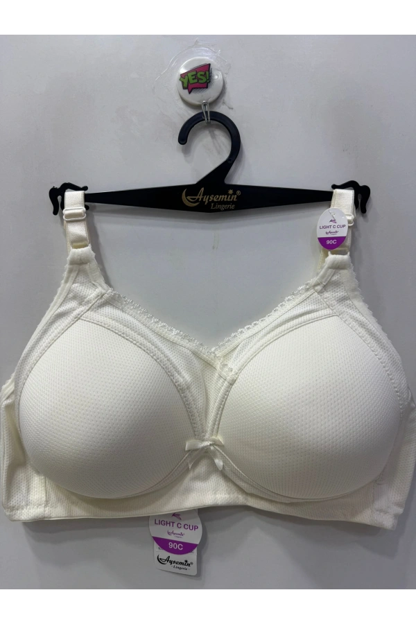 Nergiz Kadın Desteksiz Toparlayıcı Dantel Detaylı Ekru Sütyen