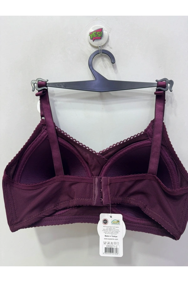 Nergiz Kadın Desteksiz Toparlayıcı Dantel Detaylı Mürdüm Sütyen