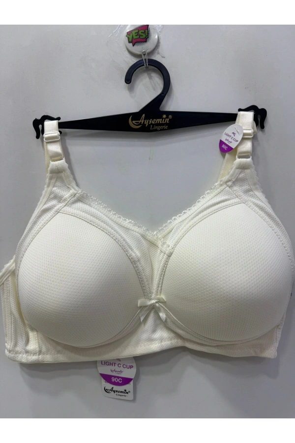 Nergiz Kadın Balenli Tül Detaylı Toparlayıcı Ekru Sütyen