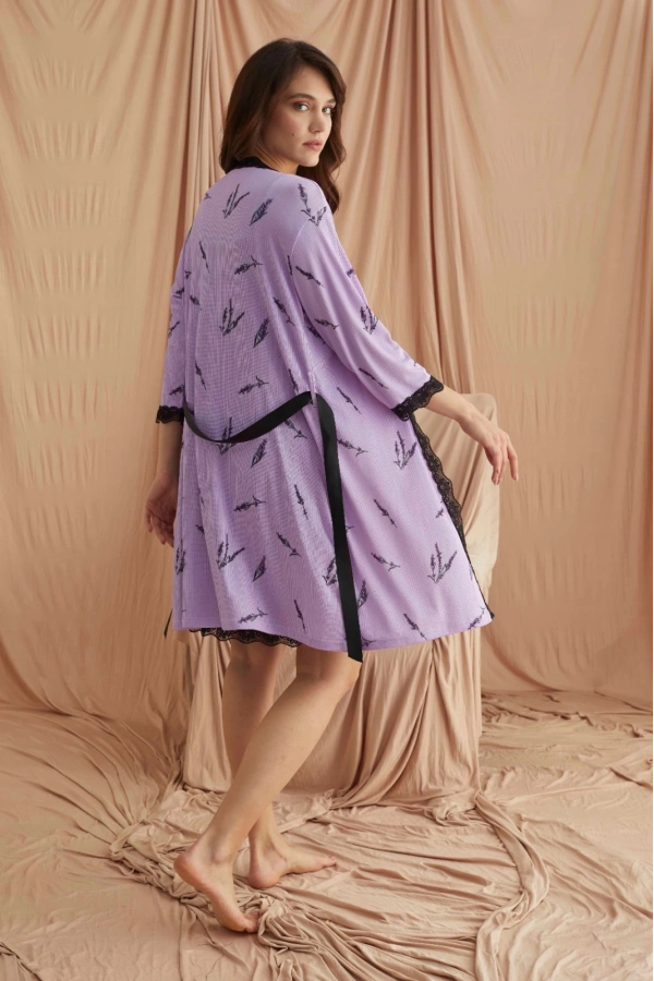 PİJAMONİ KADIN KAŞKORSE SABAHLIKLI TUNİK PİJAMA TAKIMI