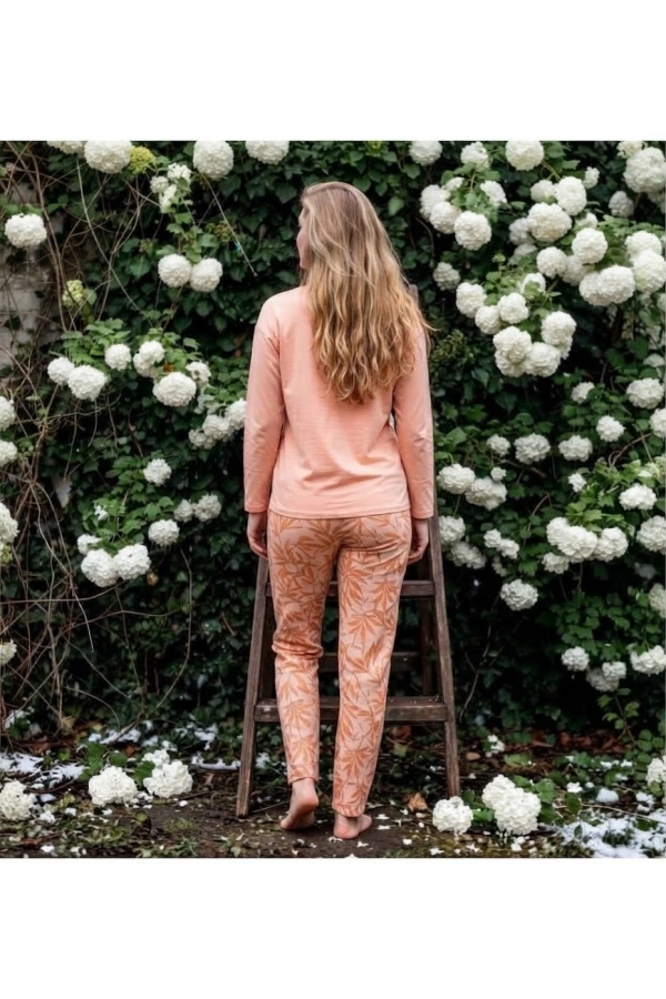 Pijamoni Kadın Sofya Kumaş Bisiklet Yaka Pijama Takımı