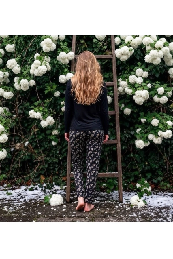 Pijamoni Kadın Sofya Kumaş Bisiklet Yaka Pijama Takımı