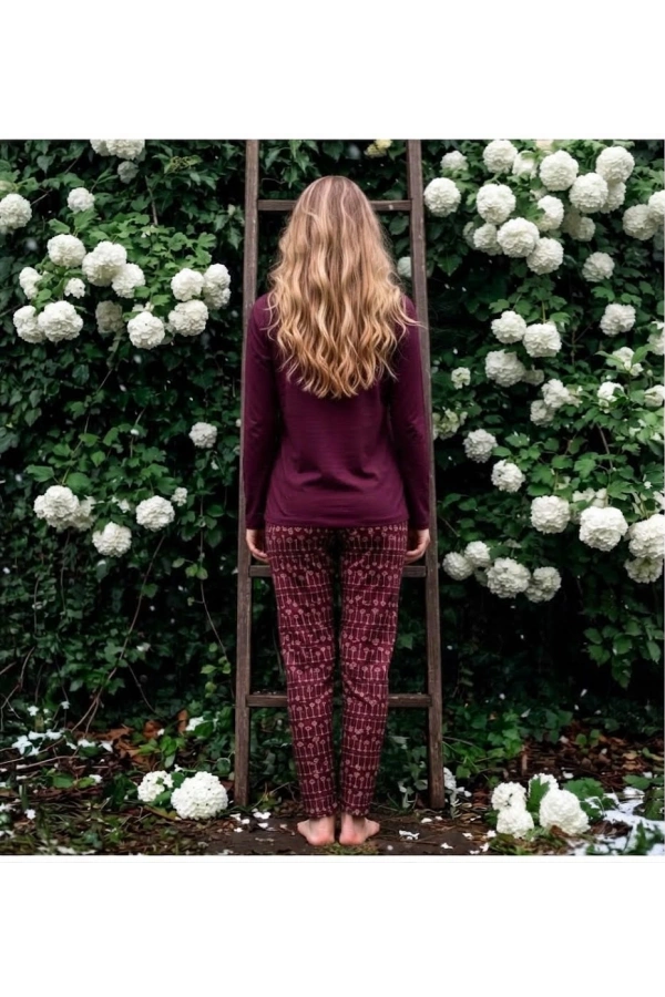 Pijamoni Kadın Sofya Kumaş Bisiklet Yaka Pijama Takımı