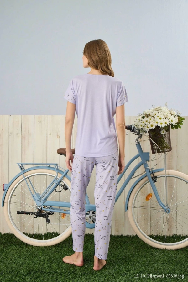 Pijamoni Yuvarlak Yaka Kısa Kol Pijama Takımı - 7310-16