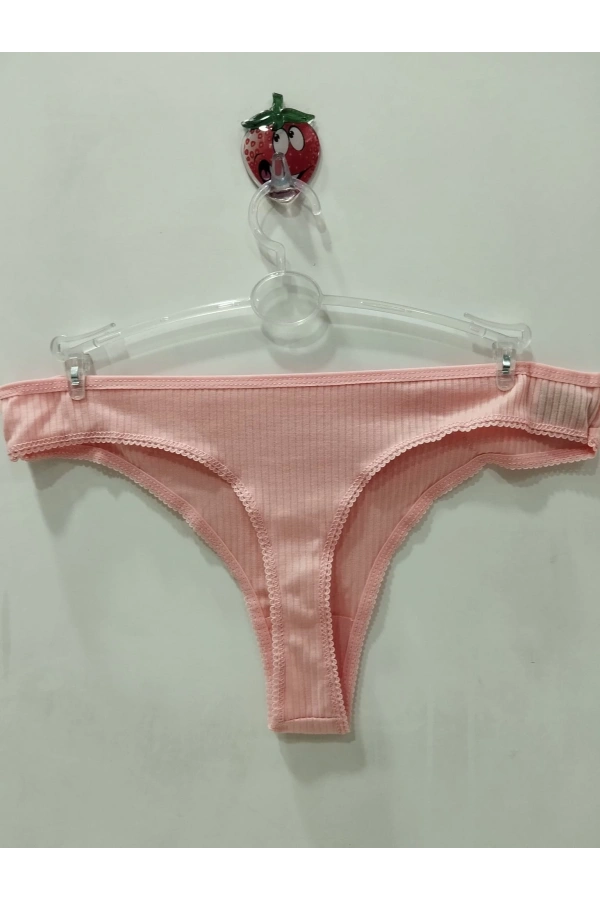 VANİLYA SECRET Grogren Bel Dantelli Lazer Kesim Tanga Külot - Pudra