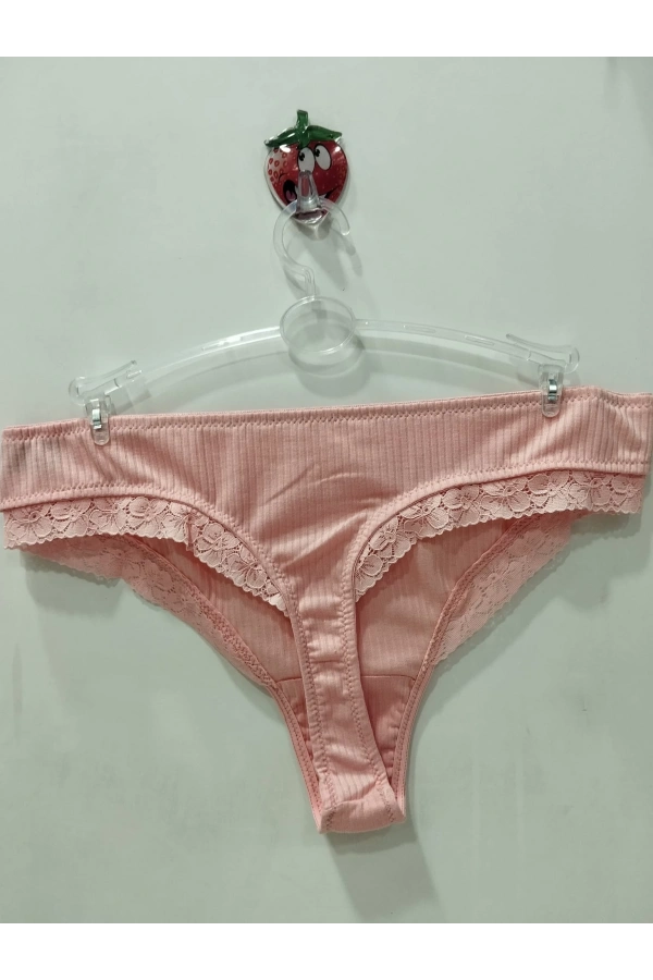 VANİLYA SECRET Grogren Bel Dantel Detaylı Tanga Külot - Pudra