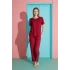 PİJAMONİ Milan Kumaş Baskılı Kısa Kollu Vişne Pijama Takımı -7605-49