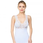 Belinay Kadın Geniş Dantel Panelli Pamuklu Beyaz Atlet