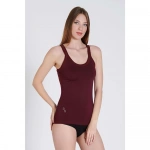 Belinay Kadın Omuz Dantel Detaylı Askılı Pamuklu Mürdüm Atlet