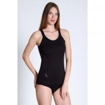 Belinay Kadın Omuz Dantel Detaylı Askılı Pamuklu Siyah Atlet