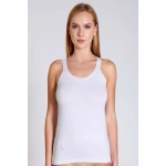 Belinay Kadın Omuz Dantel Detaylı Askılı Pamuklu Beyaz Atlet