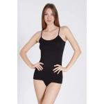 Belinay Kadın Kare Yaka İp Askılı Pamuklu Siyah Atlet