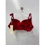 Belvü Kadın Balenli Dolgulu Dantelli Ruj Kırmızısı Sütyen