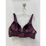 Belvü Kadın Balenli Dolgusuz Dantelli Bağcık Detaylı Mürdüm Sütyen