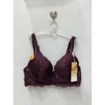 Belvü Kadın Balenli Dolgusuz Dantelli Bağcık Detaylı Mürdüm Sütyen