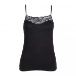 Belinay Kadın Göğüs Üstü Dantel Detaylı İp Askılı Pamuklu Siyah Atlet