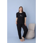 PİJAMONİ KADIN BATTAL DUBLİN KUMAŞ KISA KOLLU PİJAMA TAKIMI-5425-1