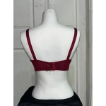 Nergiz Kadın C Cup Çizgi Desenli Toparlayıcı Bordo Sütyen