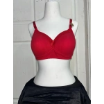 Nergiz Kadın C Cup Pamuklu Dantel Detaylı Toparlayıcı Kırmızı Sütyen