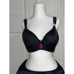 F.K Kadın C Cup Parlak Kumaş Desteksiz ve Balenli Siyah Sütyen