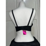 F.K Kadın Fitilli Dolgulu ve Balenli Siyah Sütyen