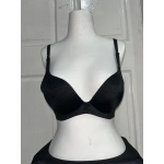 F.K Kadın Fitilli Dolgulu ve Balenli Siyah Sütyen