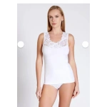 Belinay Kadın Dantel Askı Detaylı Pamuklu Beyaz Atlet