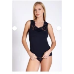 Belinay Kadın Dantel Askı Detaylı Pamuklu Siyah Atlet