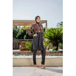 Kadın Crop Üst Rahat Kesim Lycra(Su İten Kumaş) Haşema Antrasit Mayo Takımı