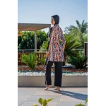 Ruko Kadın Tam Kapalı Geometrik Desenli Siyah Haşema Tesettür Mayo