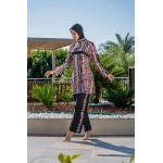 Ruko Kadın Tam Kapalı Geometrik Desenli Siyah Haşema Tesettür Mayo