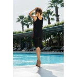 Kadın Tankini Mayo Şortlu Siyah Kırmızı Desenli Deniz Havuz Takımı